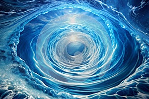 Whirlpool in blue water