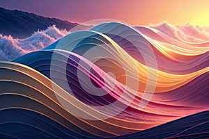 Dynamic 3D waves with smooth gradient colors creating an abstract background.