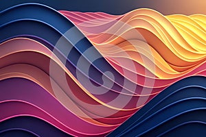 Dynamic 3D waves with smooth gradient colors creating an abstract background.