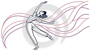 Dynamic Dancer with Abstract Flowing Lines, Artistic Expression, vector design Generative AI
