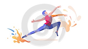 Dynamic Dancer in Mid-Air, Expressive Fluid Movement, vector design Generative AI