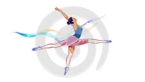 Dynamic Dancer with Ribbons, vibrant expression of art and motion. vector design Generative AI