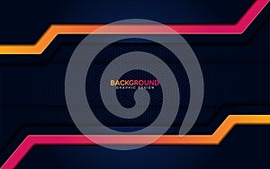 Dynamic dark blue overlap layer background with colorful orange gradient color. Abstract vector illustration