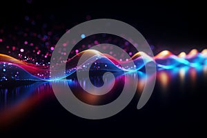 Dynamic data stream with glowing lights