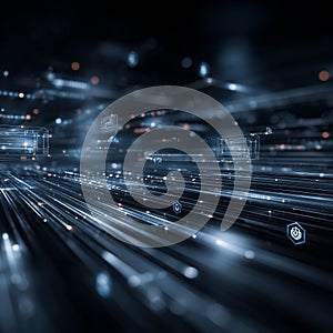Dynamic Data Stream Representing the Flow of Digital Information Through a Futuristic Network Environment