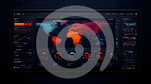Dynamic Data Visualization Dashboard Showcasing Global Metrics, Graphs, and Performance Indicators