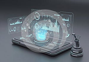 Dynamic data visualization interface displaying digital analytics and futuristic technology concepts