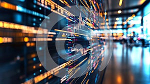 Dynamic data visualization in a modern workspace showcasing real-time analytics and trends