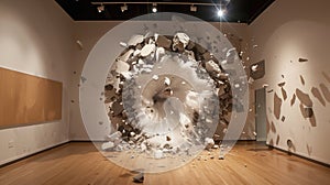 Dynamic Deconstruction, Exploding Wall Reveals Central Void. Generative Ai