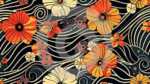 seamless pattern Geometric Flower Waves