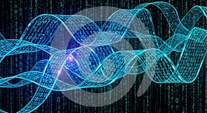 Abstract Blue Binary Code Data Stream Flowing Technology Concept