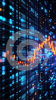 Dynamic Digital Data Visualization with Abstract Graph Representing Market Trends and Analytics