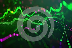 Dynamic digital graph waves in futuristic abstract data visualization design