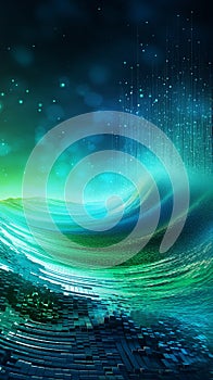 Dynamic Digital Landscape with Flowing Lines of Code - An Illustration for Cybersecurity and IoT