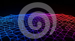 A dynamic digital landscape with interconnected lines forming a grid pattern on a