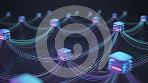 Dynamic Digital Network: Abstract Representation of Cloud Computing, Data Servers, and Interconnected Information Flow with