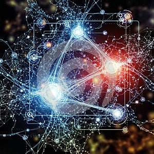 Representation features interconnected nodes resembling a neural