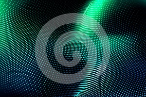 Dynamic digital surface particle wave network abstract visualization.