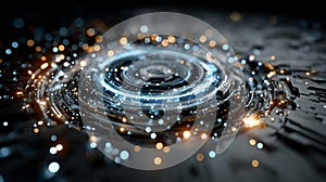 Dynamic digital vortex with glowing particles and futuristic energy flow, perfect for tech innovation and data visualization