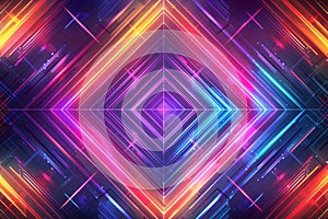 Dynamic digital wallpaper with bright neon lines and futuristic geometric shapes