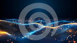 Abstract blue gold particle wave