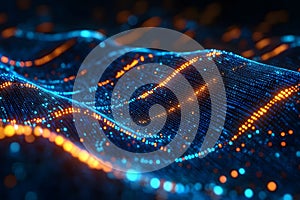 Futuristic Digital Waveform with Glowing LED Lights for Technology and Data Visualization Generative AI