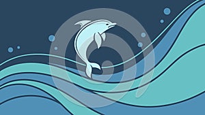 Dynamic Dolphin Jumping in Ocean Waves, vector design Generative AI