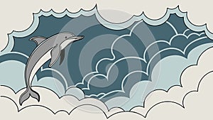 Dynamic Dolphin Jumping Through Stylized Ocean Waves, vector design Generative AI