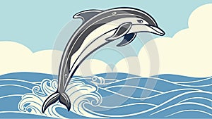 Dynamic Dolphin Leaping from Ocean Vector, vector design Generative AI