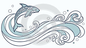 Dynamic dolphin leaping over stylized waves, vector design Generative AI