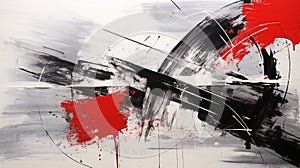 Dynamic And Dramatic Abstract Red And Black Painting On White