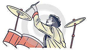 Dynamic Drummer in Action, Playing with Passion, vector design Generative AI