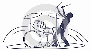 Dynamic Drummer Silhouette, Musical Performance, vector design Generative AI