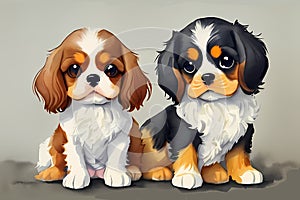 Dynamic Duo - Two Adorable Baby Cavalier King Charles Dogs