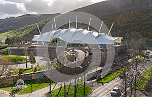 Dynamic Earth building on Holyrood road, Edinburgh Scotland photo