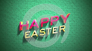 Dynamic easter greetings vibrant pink and yellow letters on a green background