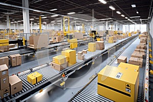 Dynamic and efficient conveyor belt system in a bustling warehouse fulfillment center
