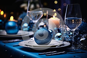 Dynamic Elegance: A Modern Blue Ballroom Soiree with a Stiff Nec photo