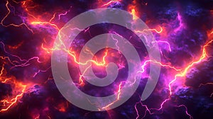 Dynamic energy burst abstract background with electric plasma discharges and colorful light effects ideal for high photo