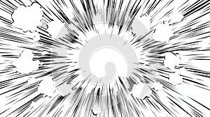 Dynamic explosion effect with radiating lines and cloud like shapes, perfect for superhero action scenes, conveying intense photo