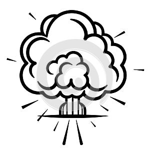 Dynamic explosion smoke outline icon in vector format