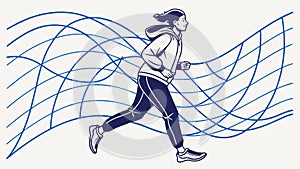 Dynamic Female Runner on Abstract Wavy Track, vector design Generative AI
