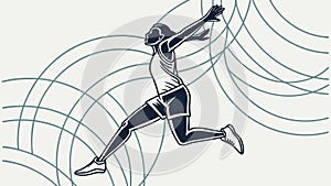 Dynamic Female Runner on Geometric Path, vector design Generative AI