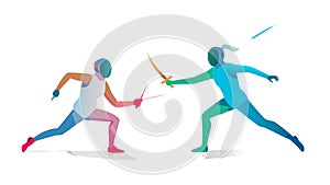 Dynamic Fencers in Duel Vector Illustration, vector design Generative AI