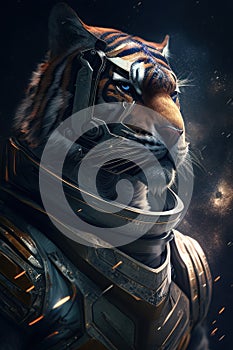 In a dynamic and fierce illustration, a tiger stars warrior is portrayed with a sense of untamed power and celestial grace,