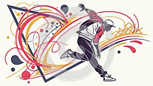 Dynamic Figure Leaping with Abstract Geometric Energy, vector design Generative AI