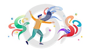 Dynamic figures in abstract dance motion, vector design Generative AI