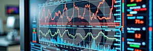 Dynamic financial data analysis on high-resolution monitor screen display