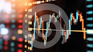 Dynamic financial market chart with vibrant color trends and data patterns