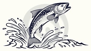 Dynamic Fish Jumping from Water Splash Vector, vector design Generative AI